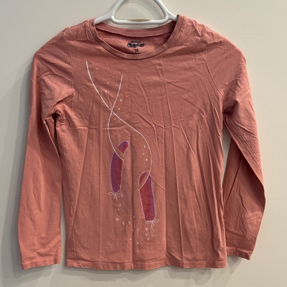 OshKosh B'gosh Coral Long Sleeve Tee with Ballet Graphic